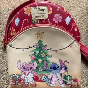 Loungefly Disney Stitch Holiday Backpack - Red and Cream